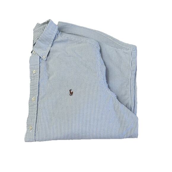 Polo Ralph Lauren Men’s Blue White Striped Button Up Shirt Long Sleeve Size XXL - Picture 6 of 9